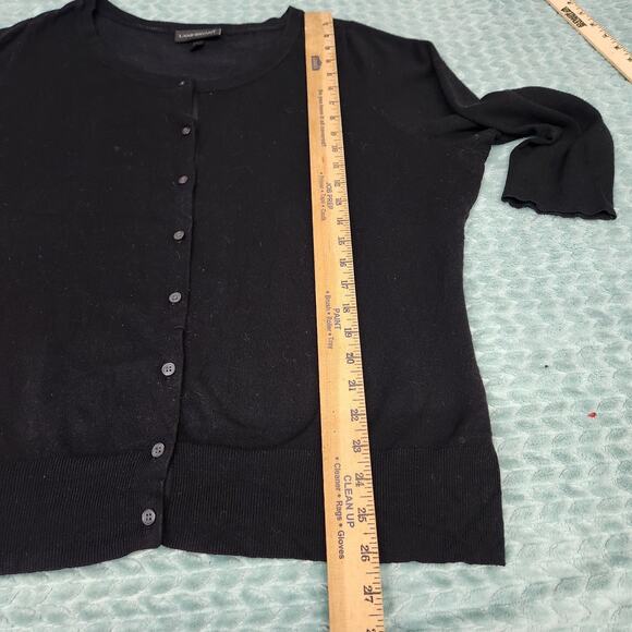 Lane Bryant 18/20 Black Button Up Cardigan Sweater 3/4 Short Sleeve - Picture 6 of 9